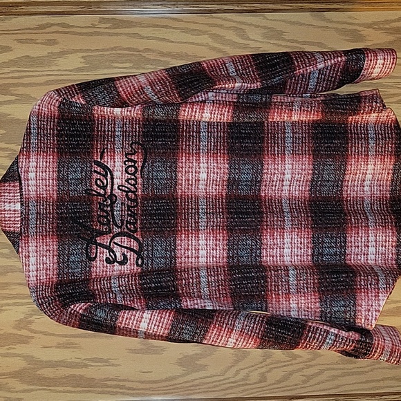 Harley-Davidson Women's Red and Black Checkered Flannel Jacket - Picture 4 of 5